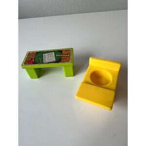 Fisher-Price Vintage Teachers Green Desk and Student Yellow Desk